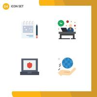 Flat Icon Pack of 4 Universal Symbols of business reception list front security Editable Vector Design Elements