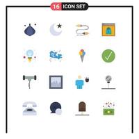 Pack of 16 Modern Flat Colors Signs and Symbols for Web Print Media such as bulb passward interaction layout secure Editable Pack of Creative Vector Design Elements