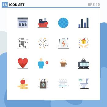 dieciséis temático vector plano colores y editable símbolos de corriendo ejercicio buque grafico analítica editable paquete de creativo vector diseño elementos