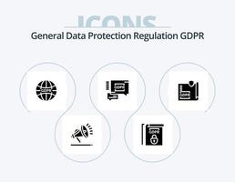Gdpr Glyph Icon Pack 5 Icon Design. security chat. gdpr . terms. internet vector
