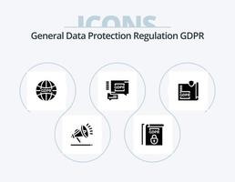 gdpr glifo icono paquete 5 5 icono diseño. seguridad charlar. gdpr . términos. Internet vector