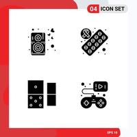 User Interface Pack of 4 Basic Solid Glyphs of heart dominoes speaker pills game Editable Vector Design Elements