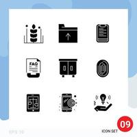 Set of 9 Modern UI Icons Symbols Signs for decor help clipboard document communication Editable Vector Design Elements