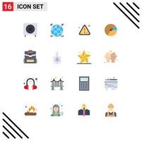 Modern Set of 16 Flat Colors Pictograph of graph diagram alert chart pie Editable Pack of Creative Vector Design Elements