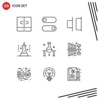 Group of 9 Outlines Signs and Symbols for investment expenses horizontal science lab science Editable Vector Design Elements