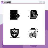 4 Creative Icons Modern Signs and Symbols of add file type data design locked Editable Vector Design Elements