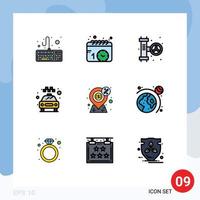 Set of 9 Commercial Filledline Flat Colors pack for money dollar plumber service taxi Editable Vector Design Elements