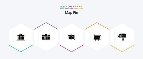 Map Pin 25 Glyph icon pack including . . graduation. shopping. box vector