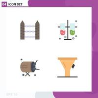 Editable Vector Line Pack of 4 Simple Flat Icons of barbed drum signaling laboratory instrument Editable Vector Design Elements