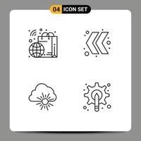 Mobile Interface Line Set of 4 Pictograms of bag spring smart left designer Editable Vector Design Elements