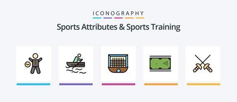 Deportes atributos y Deportes formación línea lleno 5 5 icono paquete incluso golf. puñetazos. deportista. boxeo. bolsa. creativo íconos diseño vector