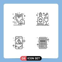 Stock Vector Icon Pack of 4 Line Signs and Symbols for bird error scary party virus Editable Vector Design Elements