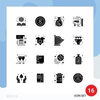 Set of 16 Modern UI Icons Symbols Signs for scale roller sharing paint love Editable Vector Design Elements