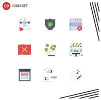 Set of 9 Modern UI Icons Symbols Signs for nature grow secure place location Editable Vector Design Elements