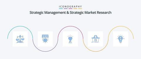 Strategic Management And Strategic Market Research Blue 5 Icon Pack Including bulb. basket. business. add to cart. trophy vector