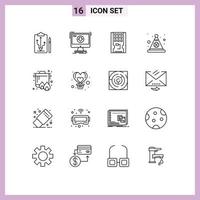 Set of 16 Vector Outlines on Grid for festival cap download ssd hardware Editable Vector Design Elements