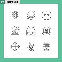 moderno conjunto de 9 9 contornos y símbolos tal como lentes frío comida lluvia otoño editable vector diseño elementos