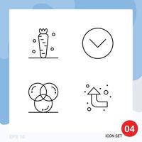 Group of 4 Filledline Flat Colors Signs and Symbols for carrot coding veg media design Editable Vector Design Elements