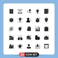 Stock Vector Icon Pack of 25 Line Signs and Symbols for printing bulb group idea factory Editable Vector Design Elements