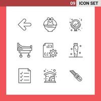 9 Universal Outline Signs Symbols of management development beauty develop hospital Editable Vector Design Elements