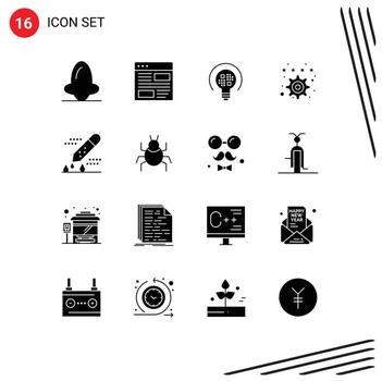 dieciséis universal sólido glifos conjunto para web y móvil aplicaciones ajustes favorito diseño marcador ligero editable vector diseño elementos
