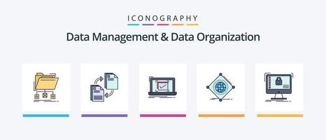 Data Management And Data Organization Line Filled 5 Icon Pack Including connection. database. of. copying. file. Creative Icons Design vector