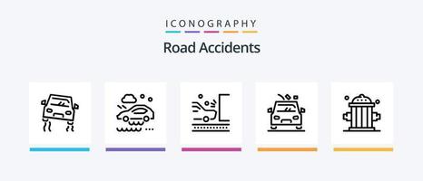 Road Accidents Line 5 Icon Pack Including ad board. falling down. traffic. car. crash. Creative Icons Design vector