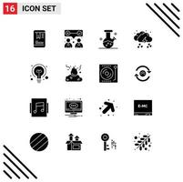 Stock Vector Icon Pack of 16 Line Signs and Symbols for idea bulb lab light rain Editable Vector Design Elements