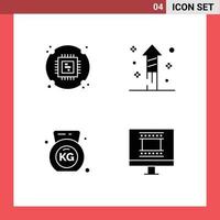 4 4 creativo íconos moderno señales y símbolos de chip gimnasio hardware fiesta foto marco editable vector diseño elementos