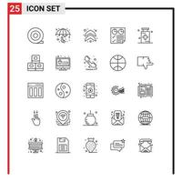 Modern Set of 25 Lines and symbols such as hospital drug up anatomy report Editable Vector Design Elements