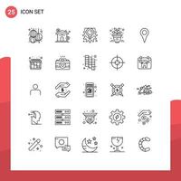 Modern Set of 25 Lines and symbols such as map geo location gear plant business Editable Vector Design Elements