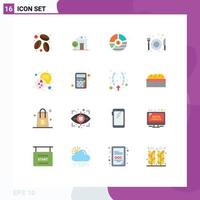16 Flat Color concept for Websites Mobile and Apps chat hotel analysis food seo Editable Pack of Creative Vector Design Elements