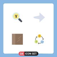 Pack of 4 creative Flat Icons of yen daily search right issues Editable Vector Design Elements