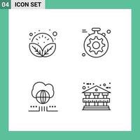 Set of 4 Vector Filledline Flat Colors on Grid for leaves network relax setting architecture Editable Vector Design Elements