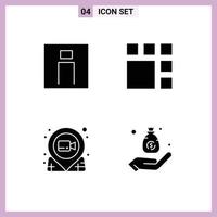 Set of 4 Modern UI Icons Symbols Signs for human film person frame movie Editable Vector Design Elements