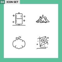 Set of 4 Vector Filledline Flat Colors on Grid for disease success form flag halloween Editable Vector Design Elements