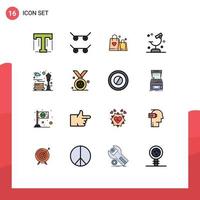 Set of 16 Modern UI Icons Symbols Signs for park bench heart science microscope Editable Creative Vector Design Elements