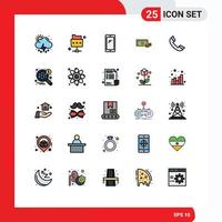 Set of 25 Modern UI Icons Symbols Signs for call money smart phone finance dollar Editable Vector Design Elements