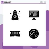 Pack of 4 creative Solid Glyphs of cream ram camping modeling biology Editable Vector Design Elements