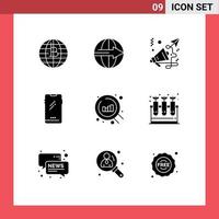 User Interface Pack of 9 Basic Solid Glyphs of android smart phone logistic phone marketing Editable Vector Design Elements