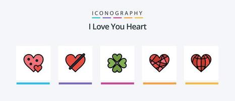 Heart Line Filled 5 Icon Pack Including love. like. love. heart. off. Creative Icons Design vector