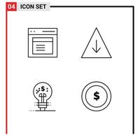 Pictogram Set of 4 Simple Filledline Flat Colors of communication finance user fall idea Editable Vector Design Elements