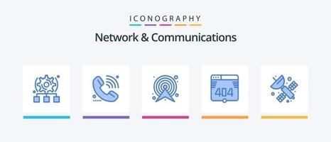 Network And Communications Blue 5 Icon Pack Including space. error. online. computer. map. Creative Icons Design vector