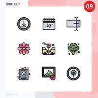 Universal Icon Symbols Group of 9 Modern Filledline Flat Colors of transport plant cursor flower decoration Editable Vector Design Elements