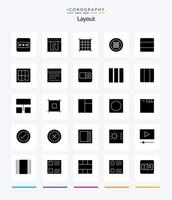 Creative Layout 25 Glyph Solid Black icon pack  Such As web. map. line. layout. stack vector