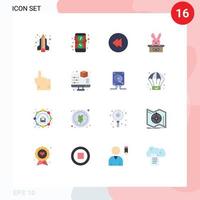 Set of 16 Modern UI Icons Symbols Signs for display point rewind hand holiday Editable Pack of Creative Vector Design Elements