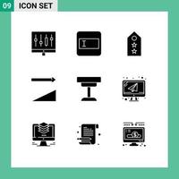 Group of 9 Modern Solid Glyphs Set for desk sorting military sort two Editable Vector Design Elements