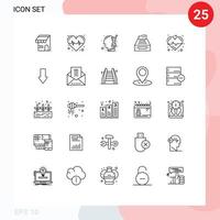 25 universal líneas conjunto para web y móvil aplicaciones almacenamiento base de datos mente datos contabilidad editable vector diseño elementos