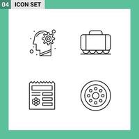 Universal Icon Symbols Group of 4 Modern Filledline Flat Colors of head ui process tank document Editable Vector Design Elements