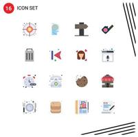 Pack of 16 Modern Flat Colors Signs and Symbols for Web Print Media such as interface tool study tape measure Editable Pack of Creative Vector Design Elements